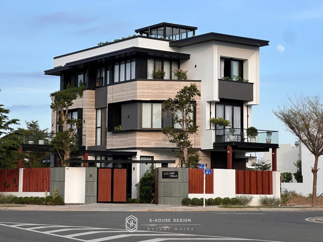 Dúi Villa – Thi công biệt thự hiện đại 3 tầng lô góc tại Mỹ Gia