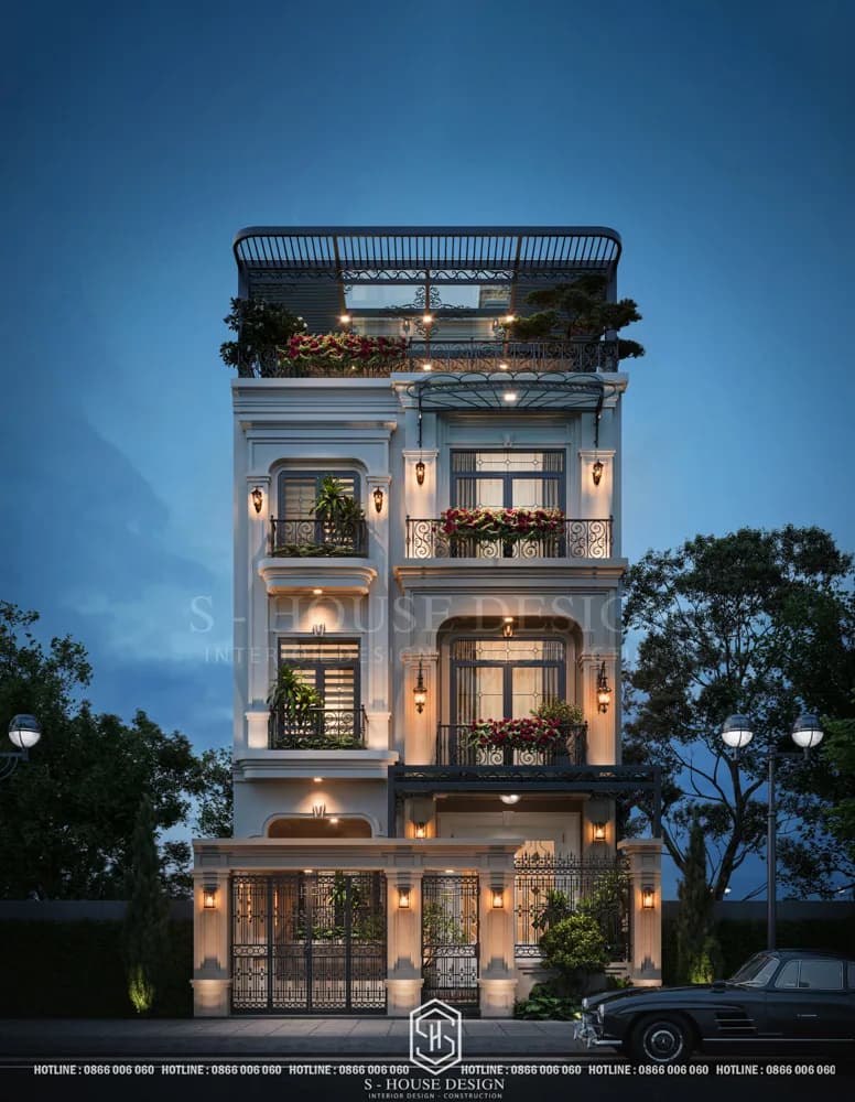 Mẫu thiết kế nhà phố đẹp 4 tầng