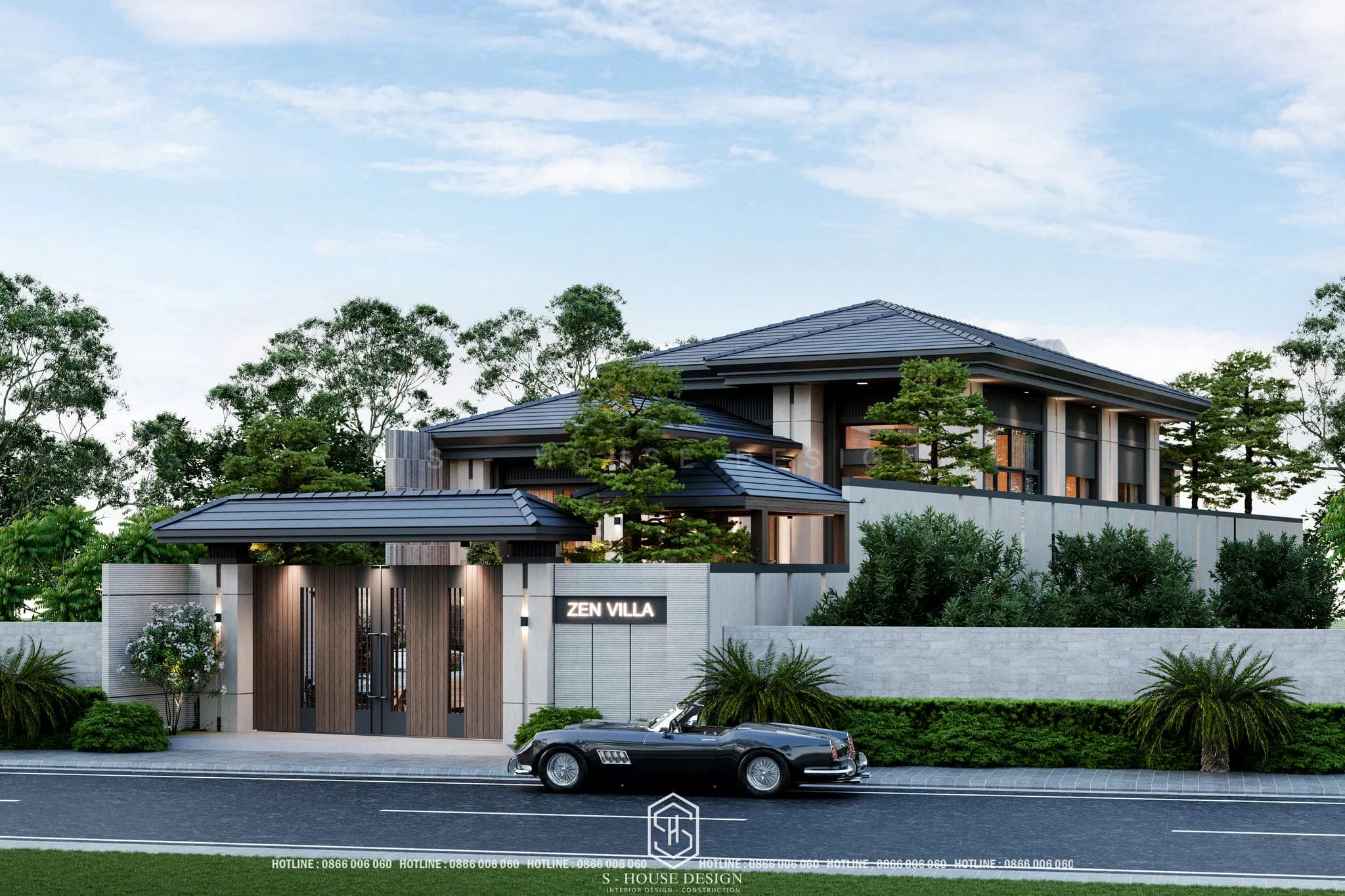 Modern Japanese Roof Garden Villa Design - Zen Villa