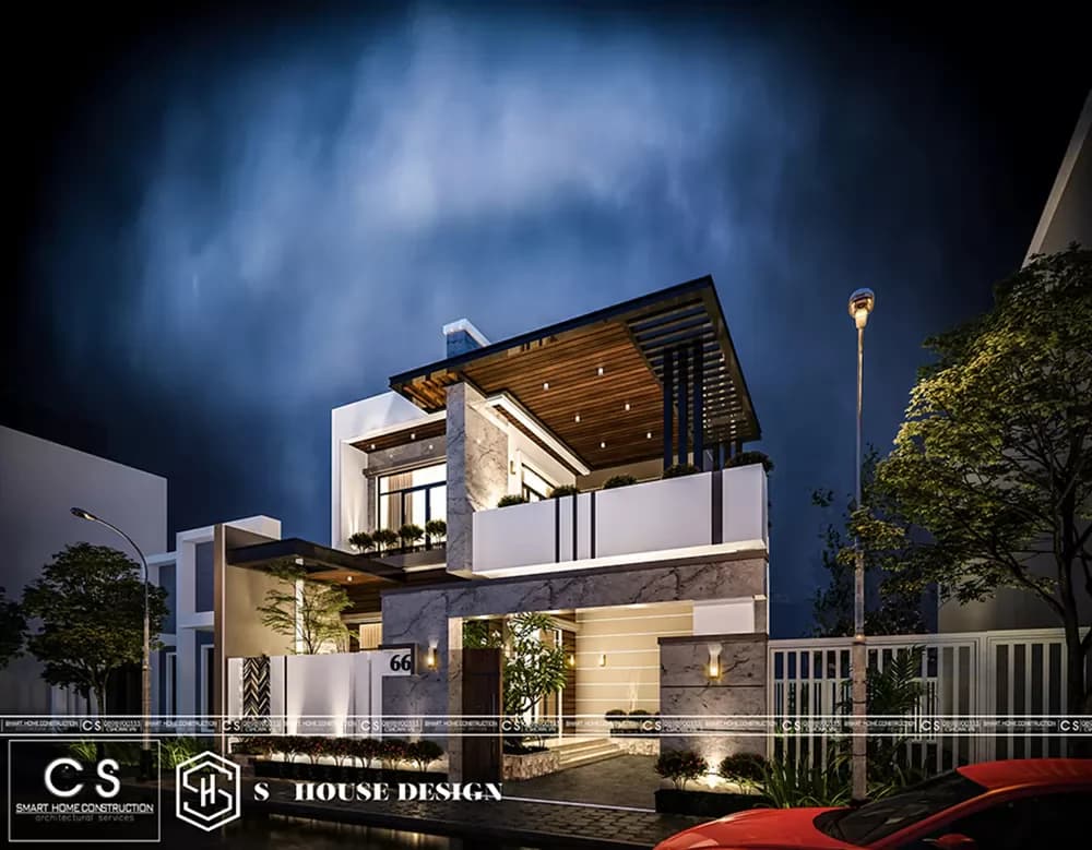 Thiết kế biệt thự hiện đại có gara để xe (3)