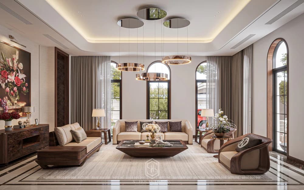 Mediterranean Garden Villa Walnut Wood Interior Design