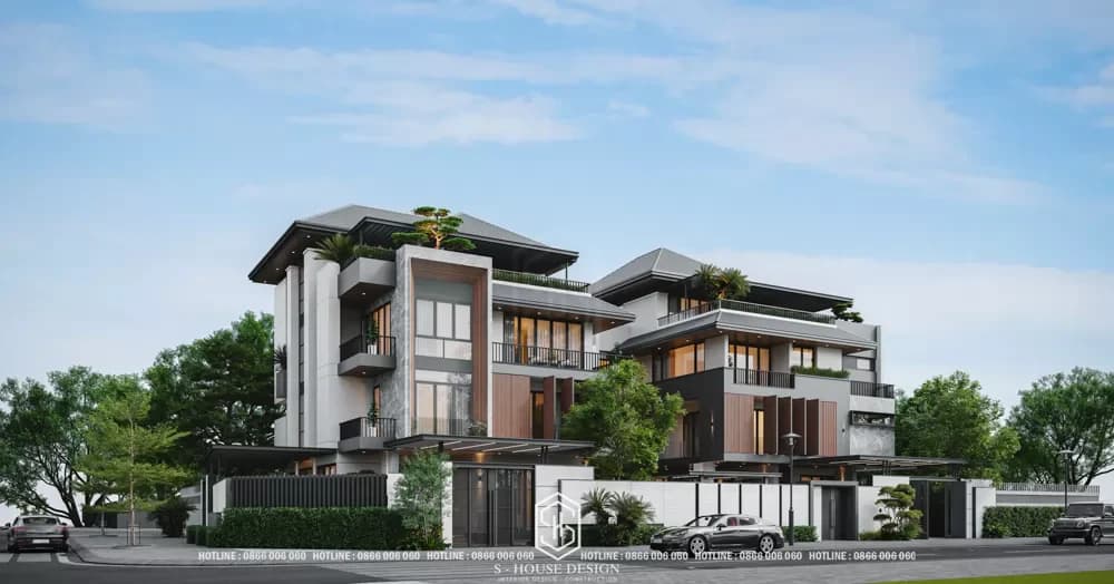 Modern semi-detached villa architectural design (1)