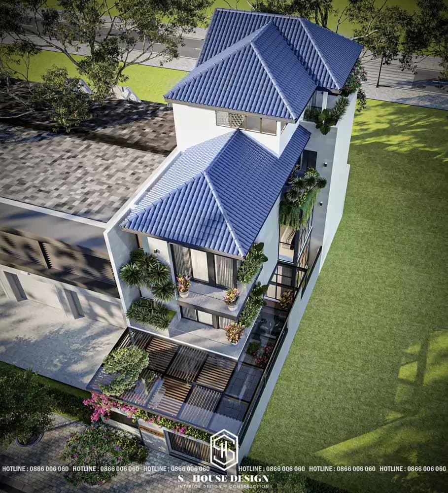 Architectural design of modern Thai roof townhouse with 1 ground floor and 2 floors (5)