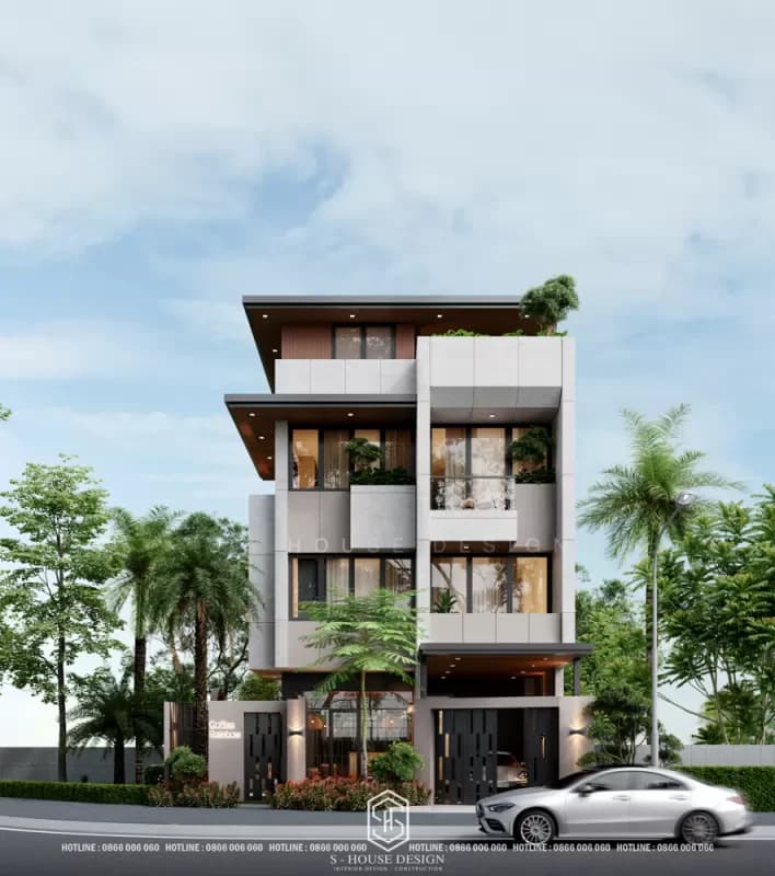 Thiết Kế Biệt Thự Hiện Đại Lô Góc Kết Hợp Kinh Doanh Quán Cà Phê
