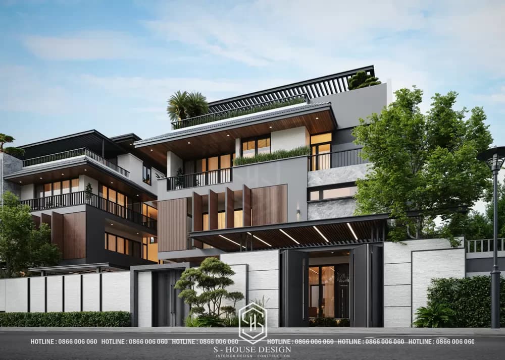 Modern semi-detached villa architectural design (2)