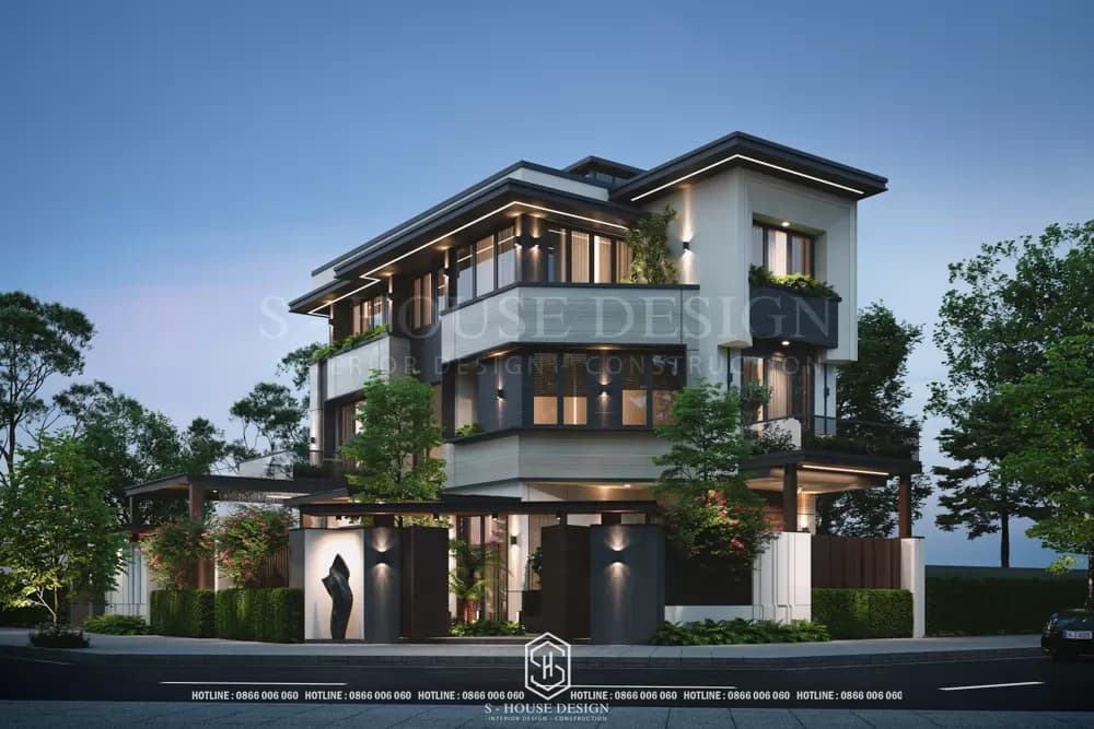 Thiết Kế Biệt Thự Lô Góc Hiện Đại Anh Long