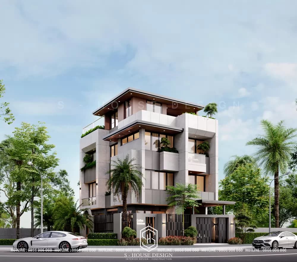 Thiết Kế Biệt Thự Hiện Đại Lô Góc Kết Hợp Kinh Doanh Quán Cà Phê (2)