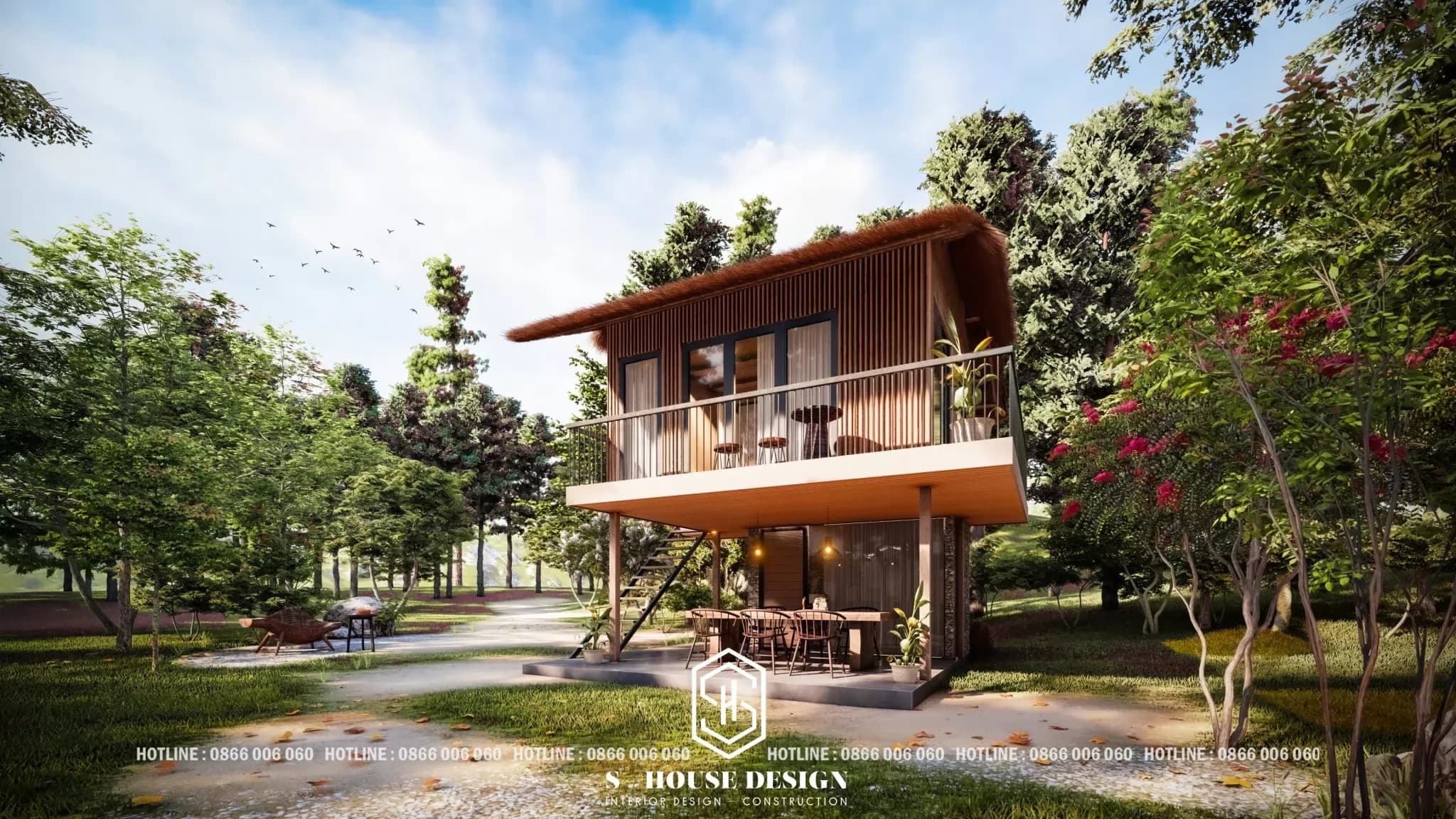 bungalow homestay farmstay wooden house design (1)