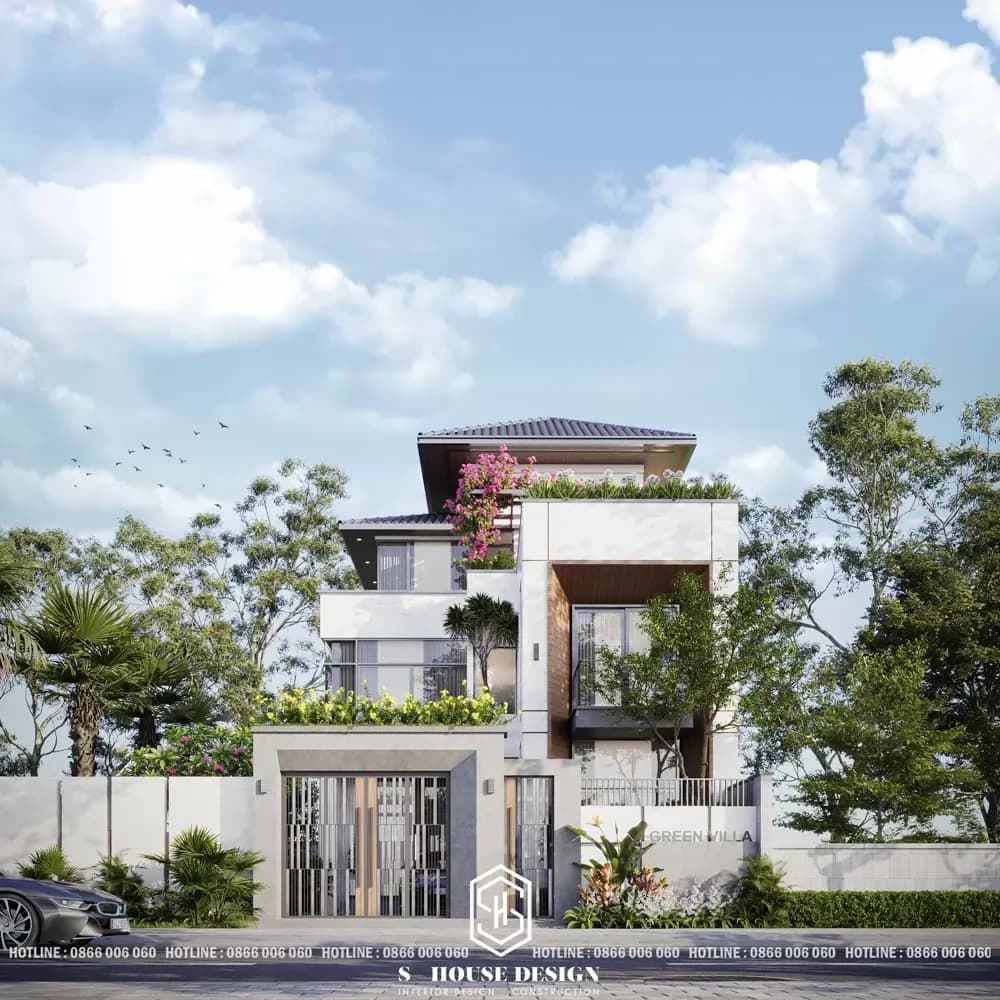 Thiết kế kiến trúc nhà phố mái thái hiện đại (1)