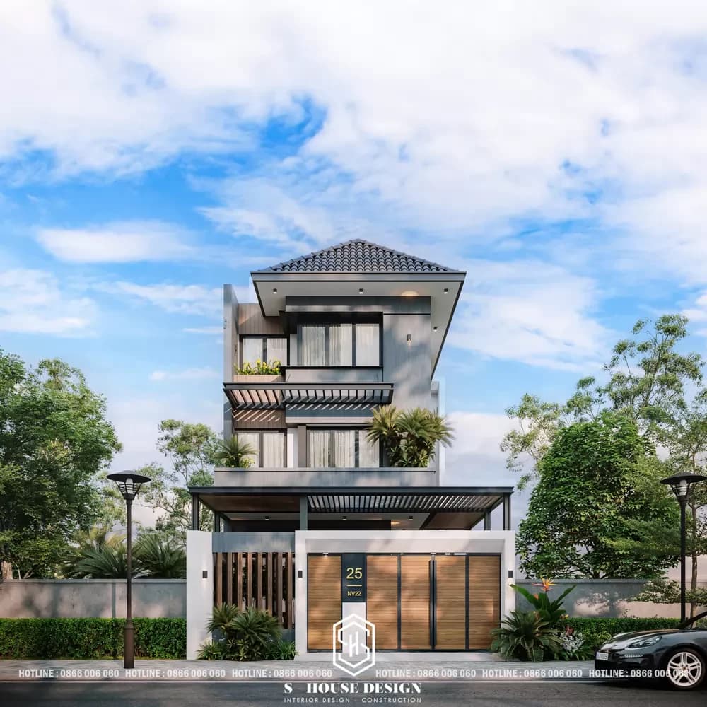 Thiết kế kiến trúc nhà phố mái thái anh Thịnh (2)
