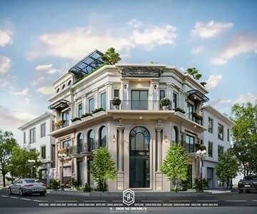 Thiết kế biệt thự tân cổ điển lô góc Kim Sơn