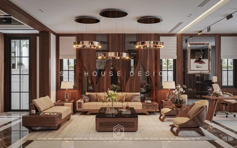 Thiết Kế Nội Thất Biệt Thự Tân Cổ Điển Gỗ Óc Chó Hà Quang 2