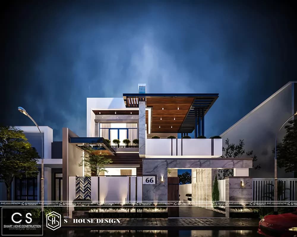 Modern villa design with garage (2)