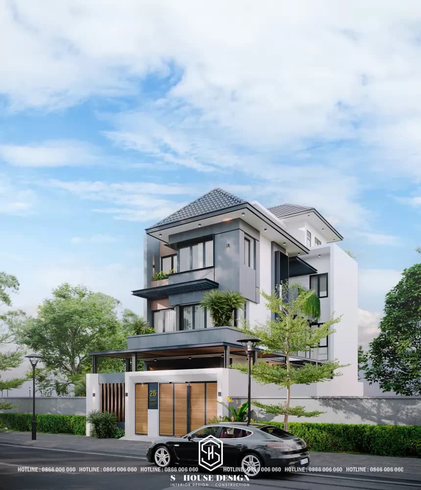 Thiết kế kiến trúc nhà phố mái thái anh Thịnh (1)