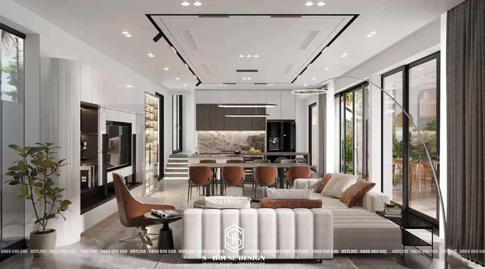 Thiết kế nội thất biệt thự vườn mái bằng hiện đại 300m2 (3)