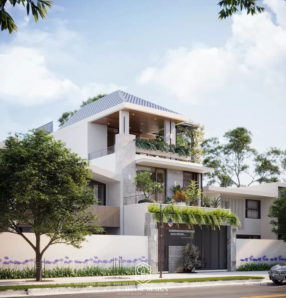 Modern 1 ground 2 floor townhouse architectural design in District 9, Ho Chi Minh City (2)