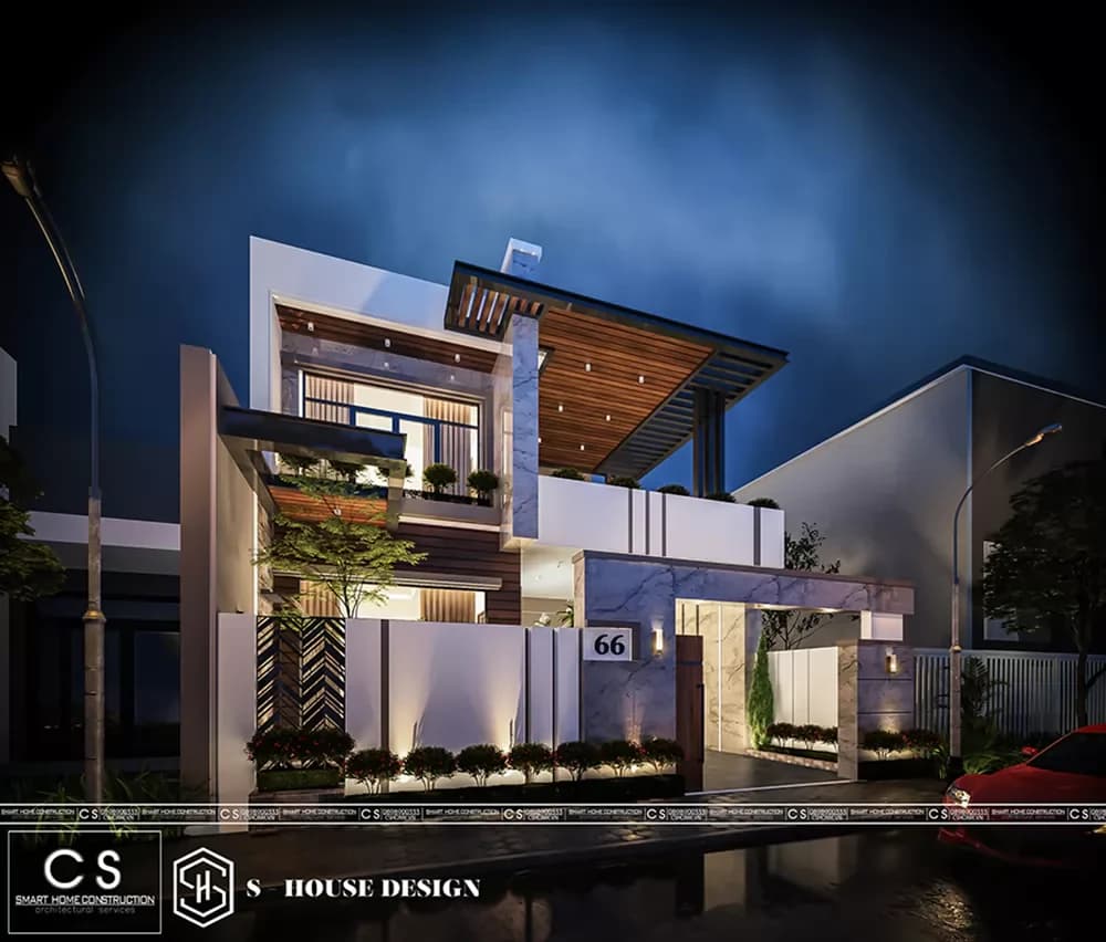 Thiết kế biệt thự hiện đại có gara để xe (4)