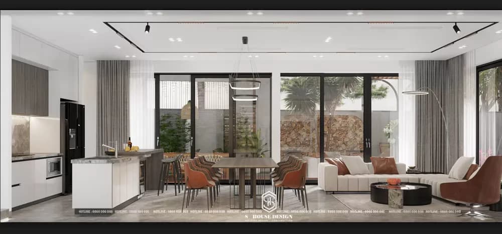 Thiết kế nội thất biệt thự vườn mái bằng hiện đại 300m2 (4)