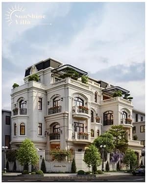 Thiết Kế Kiến Trúc Biệt Thự Tân Cổ Điển Lô Góc