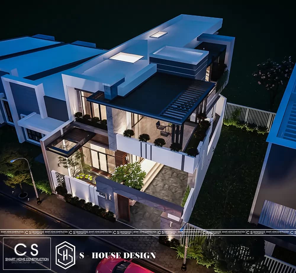 Thiết kế biệt thự hiện đại có gara để xe (5)