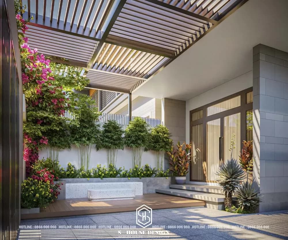 Architectural design of modern Thai roof townhouse with 1 ground floor and 2 floors (3)