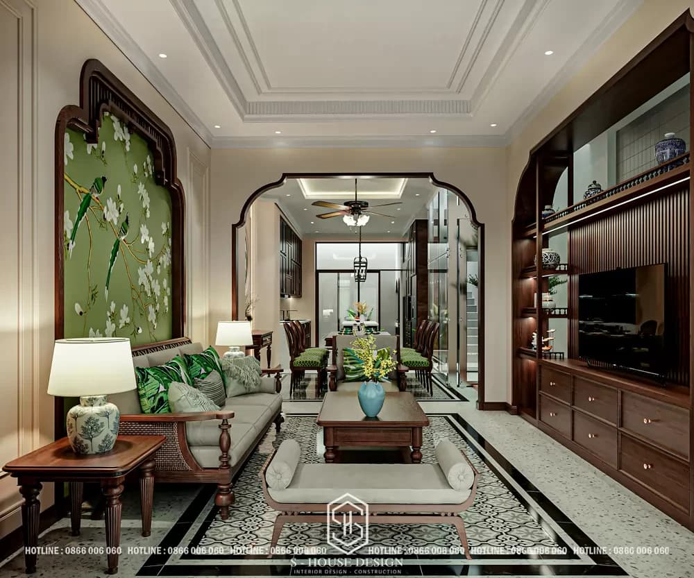 Thiêt Kế Nội Thất Nhà Phố Anh Đông Phong Cách Indochine (3)