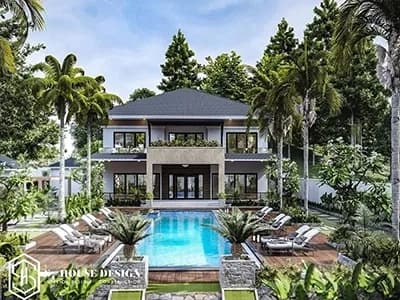 Thiết kế biệt thự sân vườn có hồ bơi