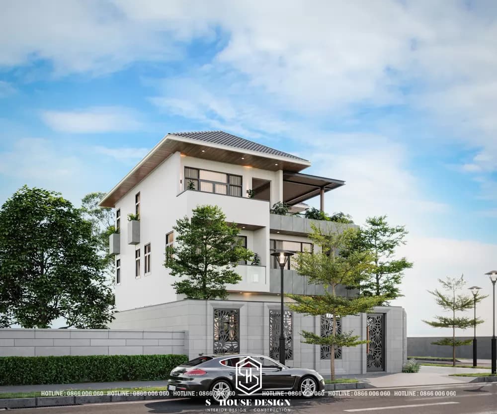 Thiết kế kiến trúc nhà phố lô góc 2 mặt tiền hiện đại (2)