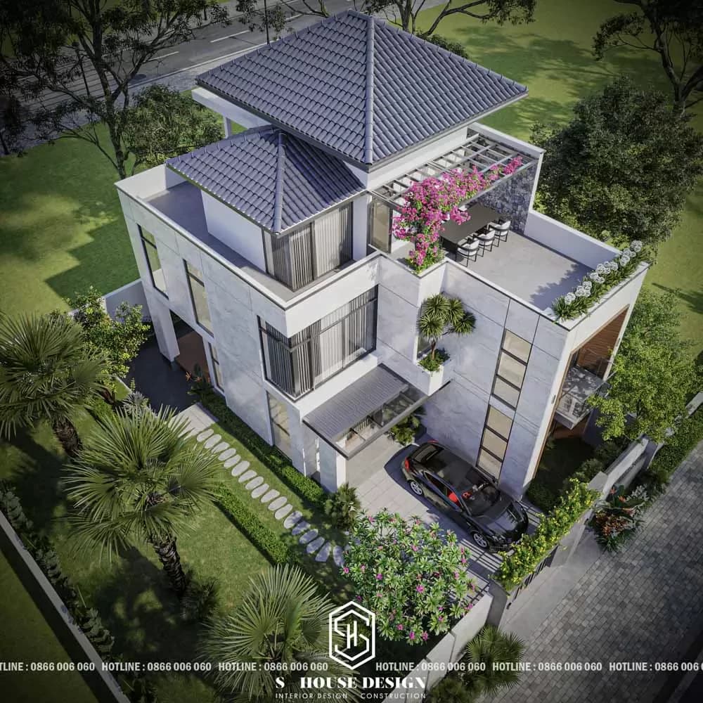 Thiết kế kiến trúc nhà phố mái thái hiện đại (3)