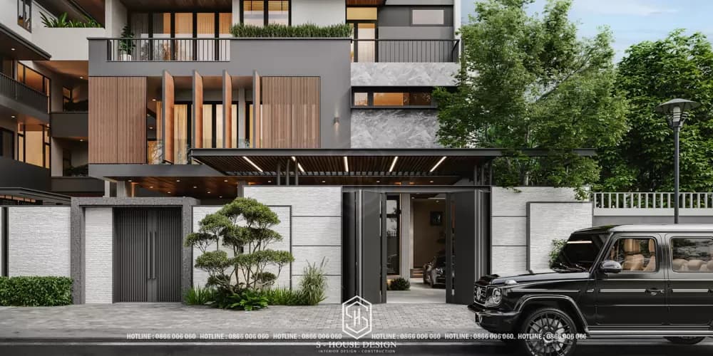 Modern semi-detached villa architectural design (3)