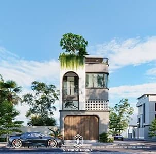 Architectural design of modern 3-storey corner townhouse