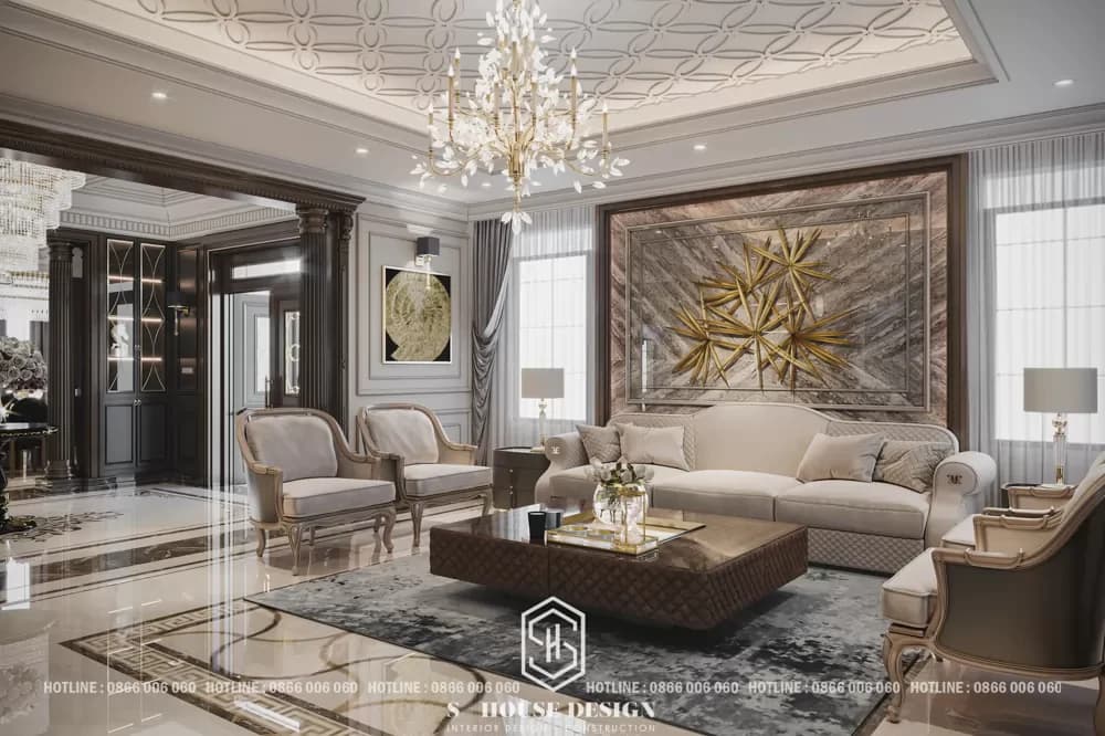 Thiết kế nội thất biệt thự tân cổ điển Anh Kính (2)