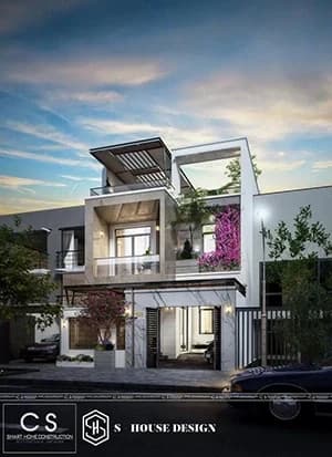 Mẫu biệt thự phố hiện đại 3 tầng - chị Duyên