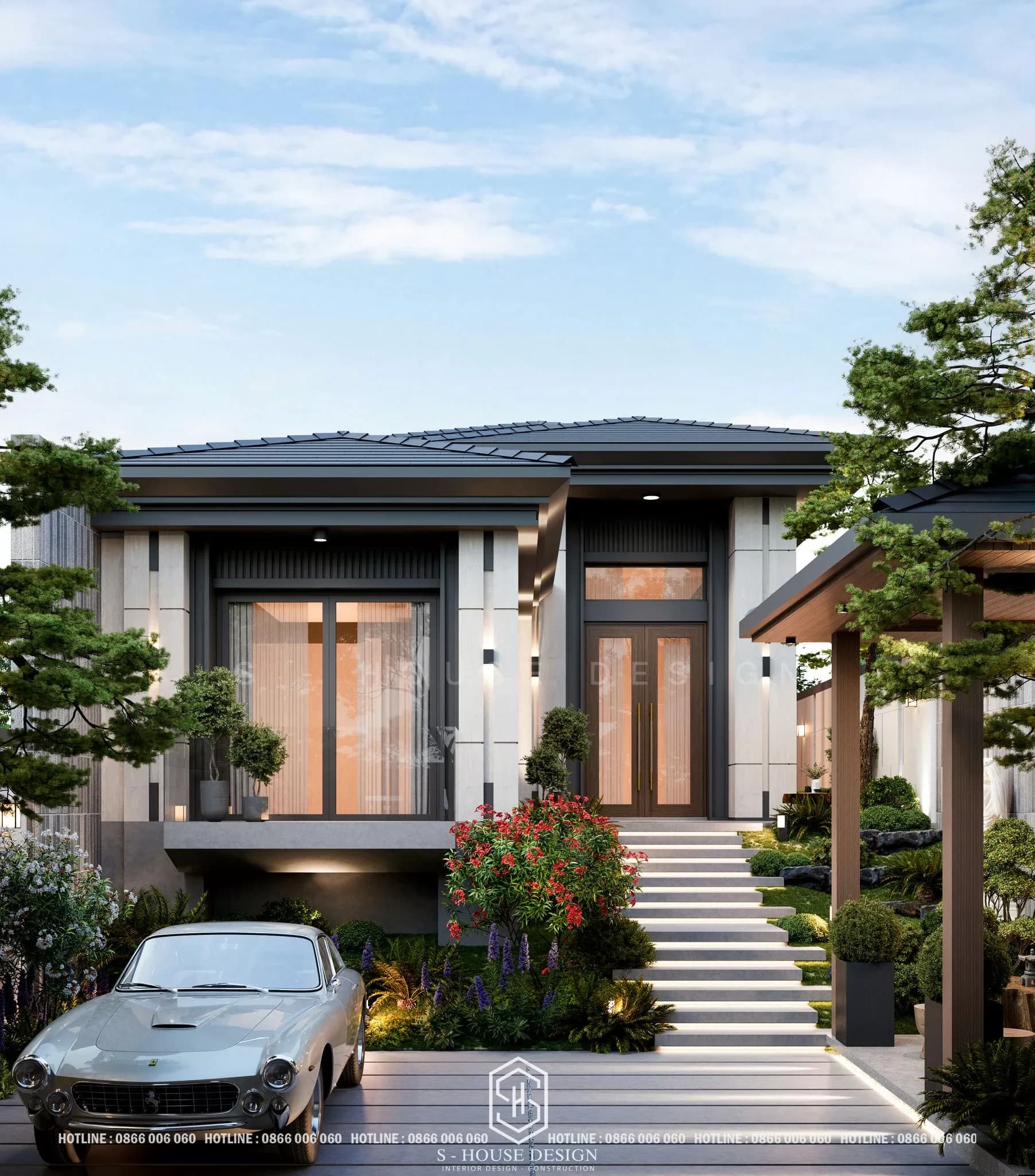 Modern Japanese Roof Garden Villa Design – Zen Villa (5)