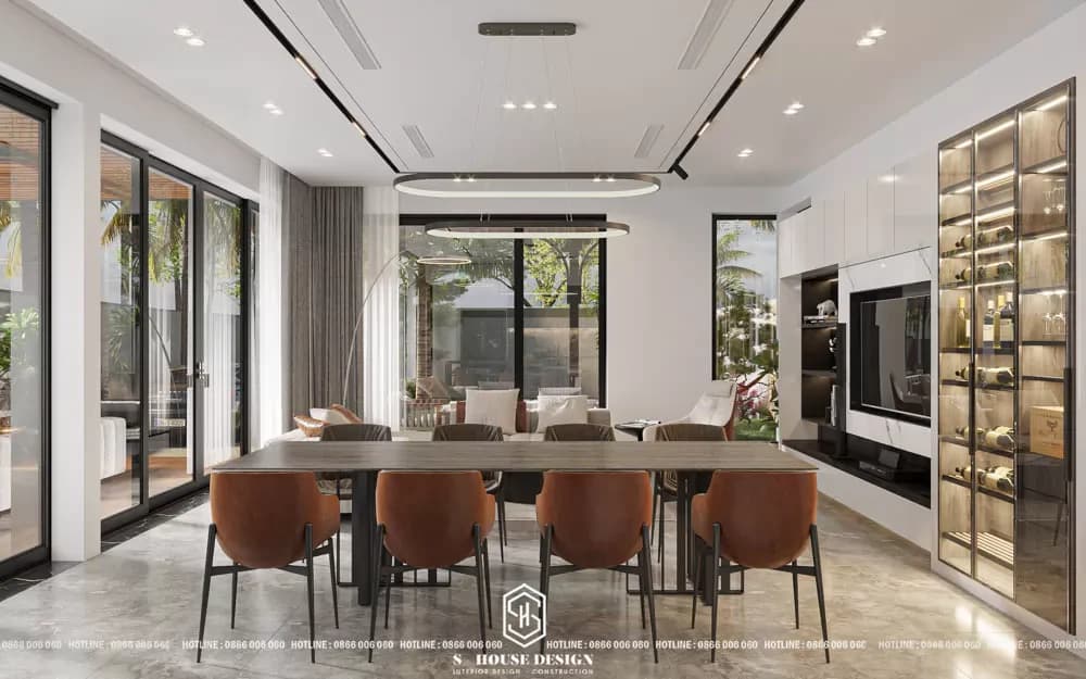 Thiết kế nội thất biệt thự vườn mái bằng hiện đại 300m2