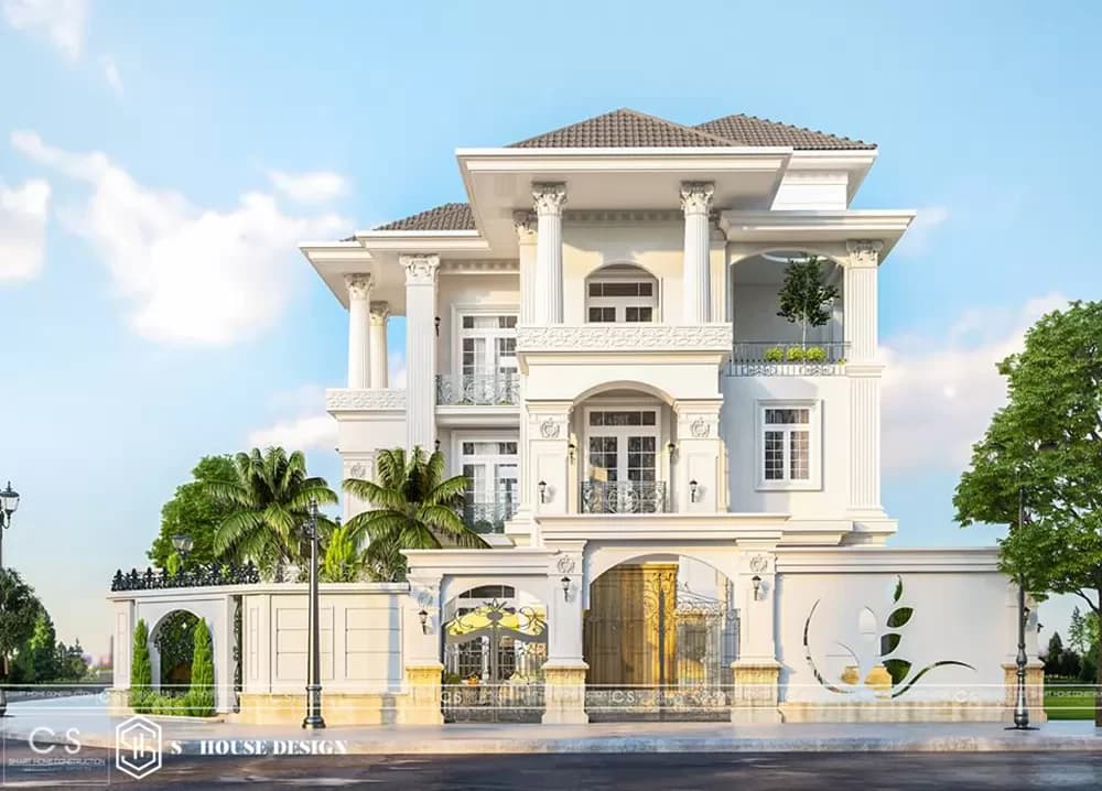 Neoclassical villa model with Thai roof