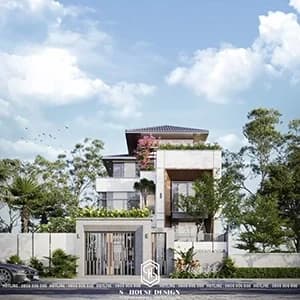 Modern Thai roof townhouse architectural design