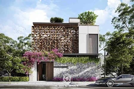 Mẫu thiết kế kiến trúc nhà phố 2 tầng