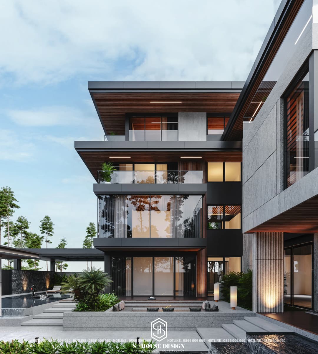 Thiết kế biệt thự hiện đại 3 tầng nghỉ dưỡng